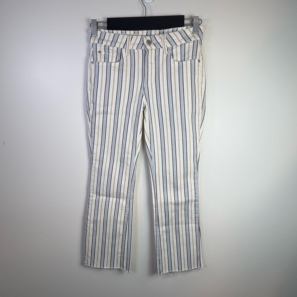 Anthropologie Women’s Pilcro & Letterpress White Striped Bootcut Jeans, Size 26